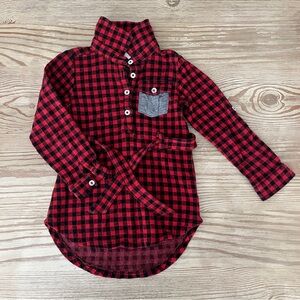 Miki Miette Plaid Red and Black Tunic Flannel